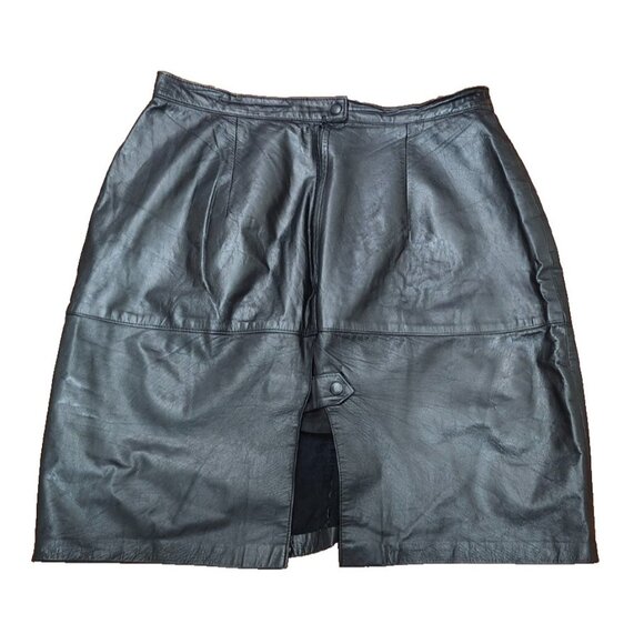 Vintage Leathers Skirt Black Women’s Size 20 Genuine 90s MIDI - Picture 4 of 7